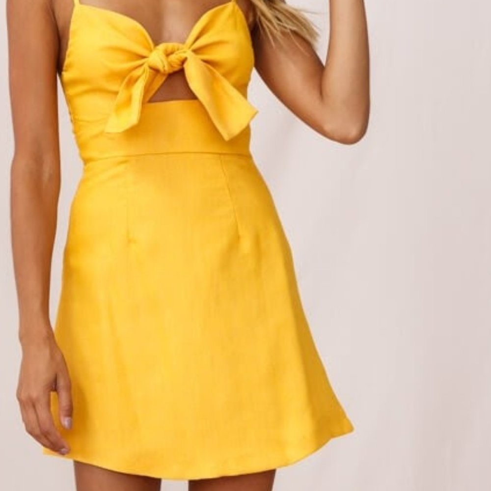 Yellow Tie-Knot Mini Dress